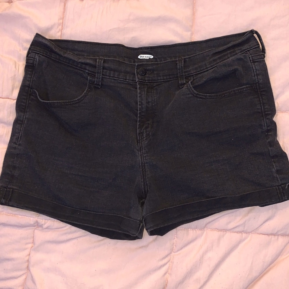 black jean shorts